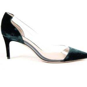 Green Velvet Kitten Heels